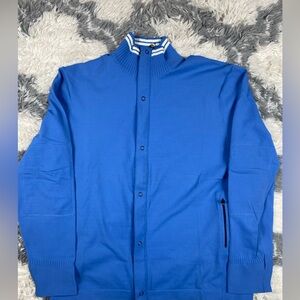 Victorinox Navy Blue Zip Up Cardigan elbow patch Sweater Men’s Large